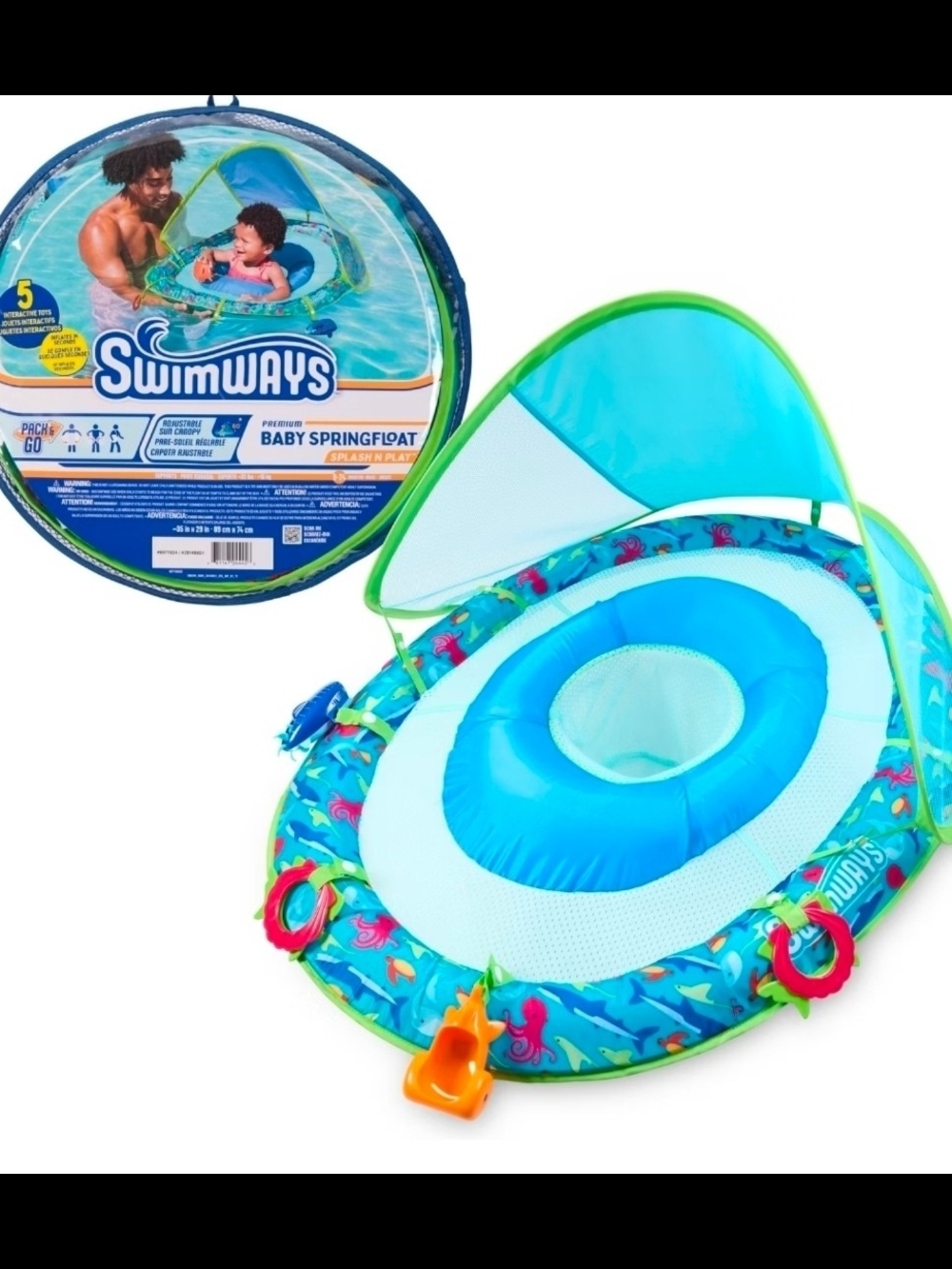 Swimways Blue Baby SpringFloat with Sunshade